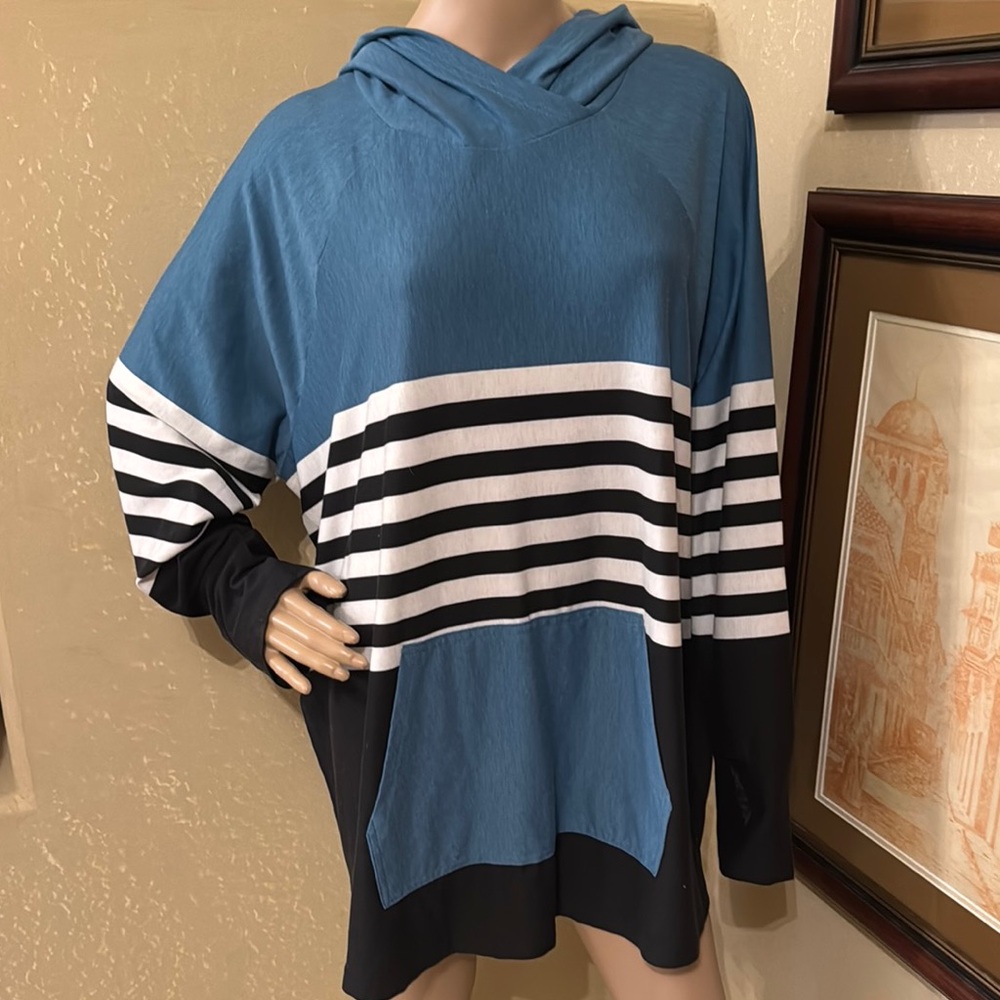 LulaRoe Nautical Pullover Summer Hoodie Tunic Top sz 3XL